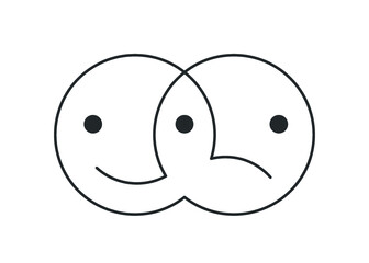 Continuous line drawing of two Emoticons. Emoji icon. Vector illustration
