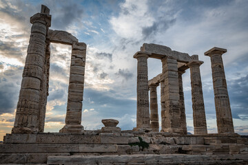 The ruined columns of the Temple of Poseidon