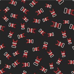 Line Chair icon isolated seamless pattern on black background. Vector