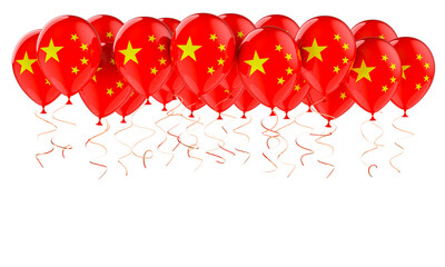 Balloons with Chinese flag, 3D rendering