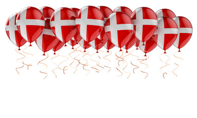 Balloons with Danish flag, 3D rendering