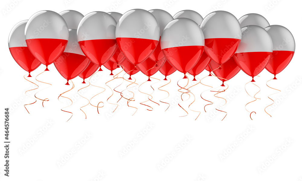 Poster balloons with polish flag, 3d rendering