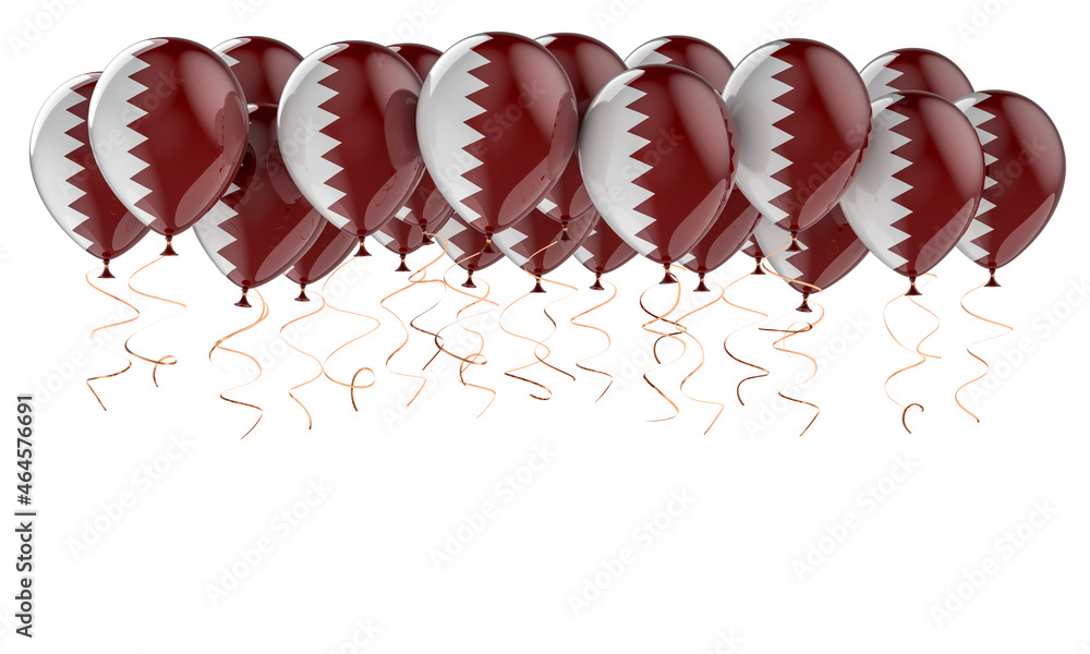 Poster balloons with qatari flag, 3d rendering