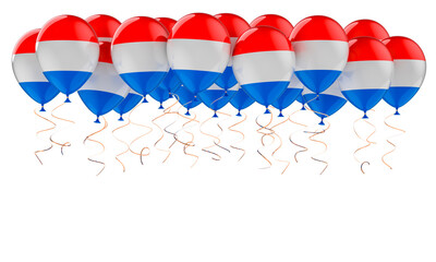 Balloons with Luxembourgish flag, 3D rendering