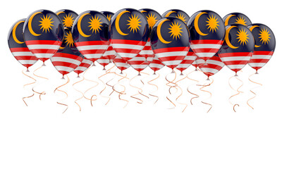 Balloons with Malaysian flag, 3D rendering