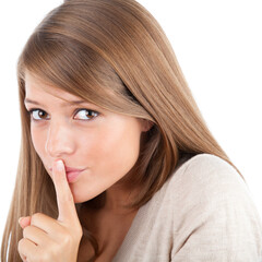Naklejka premium Cute girl gesturing silence