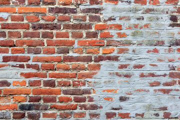 material texture of damaged red brick wall