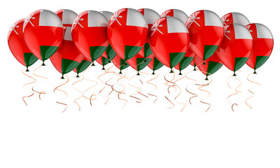Balloons with Omani flag, 3D rendering - obrazy, fototapety, plakaty