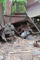 old quarry remains rusted truck