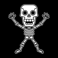 Human skeleton posing isolated over black background vector