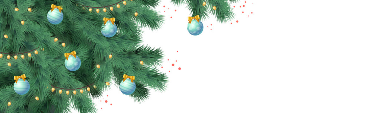 Christmas tree on white background, web template for festive promotional items - Vector
