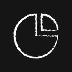 Pie graph line Icon design white chalk. Draw a picture on the blackboard.