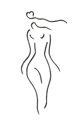 line art illustration of a woman’s body