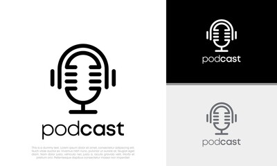 Podcast logo design. podcast icon, logo design template	 - obrazy, fototapety, plakaty