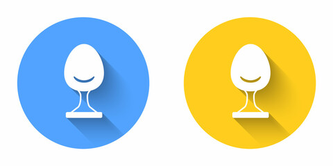 White Armchair icon isolated with long shadow background. Circle button. Vector