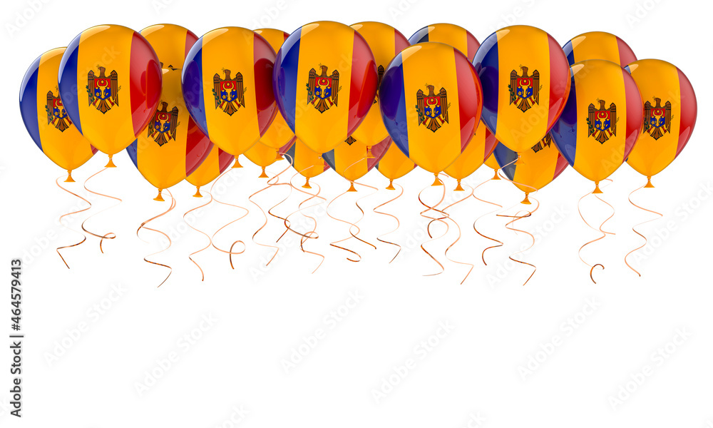 Poster balloons with moldovan flag, 3d rendering