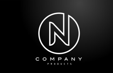 Fototapeta N white alphabet letter logo icon with black colour. Creative design for company and business obraz