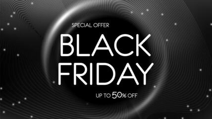 Black Friday, Sale, Discounts. Advertising banner for web and printing, Social Networks and Stores.