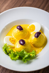 The huancaína potato is a typical dish of the city of Huancayo.
