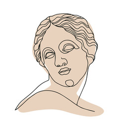 Antique statues. Mythical figures. Beauty salon.  Continuous line illustration. Vector.  For cards, posters, stickers.