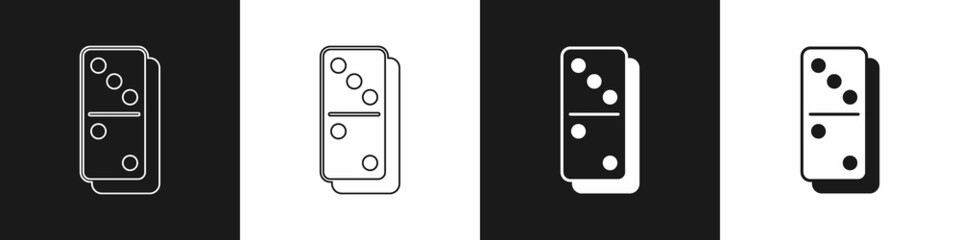 Set Domino icon isolated on black and white background. Vector