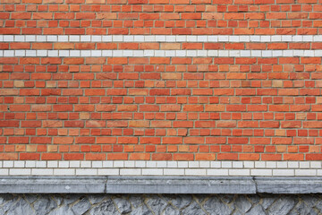 material texture of red brick wall with lines