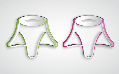 Paper cut Tree stump icon isolated on grey background. Paper art style. Vector