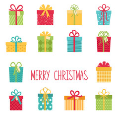 Set of christmas gift boxes. Merry Christmas and Happy New Year.  Vector illustration