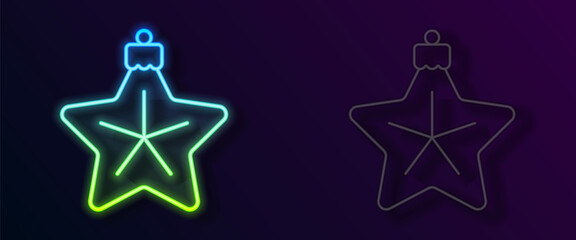 Glowing neon line Christmas star icon isolated on black background. Merry Christmas and Happy New Year. Vector
