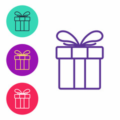 Set line Gift box icon isolated on white background. Merry Christmas and Happy New Year. Set icons colorful. Vector