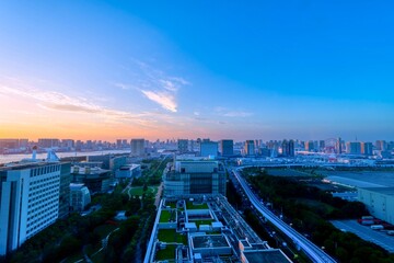 東京 夕暮れ　青海から望む都心全景