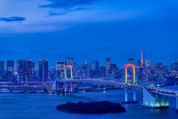 東京　夜景　お台場　レインボーブリッジ