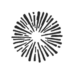 Obraz premium Sun burst. Trendy hand drawn retro sunburst. Bursting rays design elements for logo, tag, stamp, t shirt, banner, emblem. Vector illustration