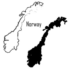 Norway map black and white vector illustration.