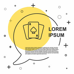 Black line Playing cards icon isolated on white background. Casino gambling. Random dynamic shapes. Vector