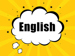 English in yellow bubble background