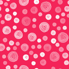 White line Tree rings icon isolated seamless pattern on red background. Wooden cross section. Vector