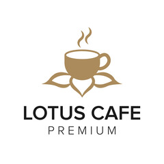 lotus cafe logo icon vector template