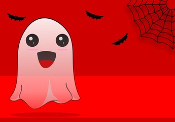 happy Ghost kawaii cartoon expression halloween background illustration