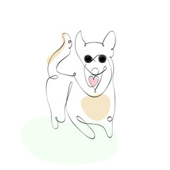dog one line minimalism line drawing single line minimal style illustration cute puppy animal silhouette pastel love art