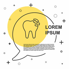Black line Broken tooth icon isolated on white background. Dental problem icon. Dental care symbol. Random dynamic shapes. Vector