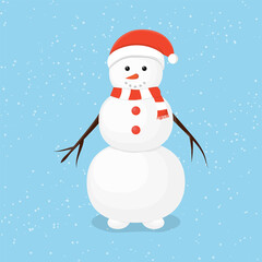 Snowman on a blue background vector illustration