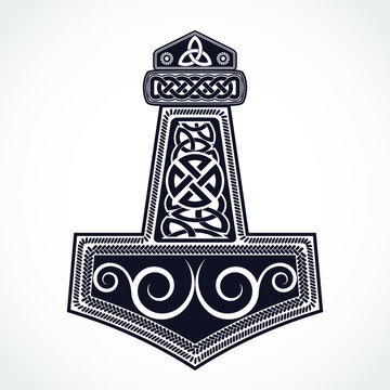 Thor hammer mjolnir ornamental viking symbol