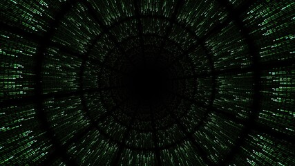 Hypnotic green dots in tunnel