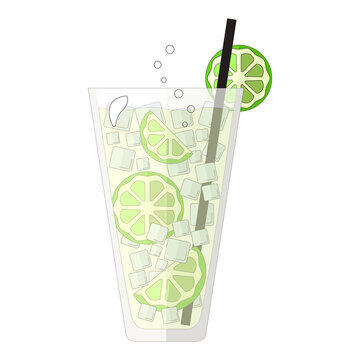 Mojito cocktail recipe in the form of flat graphics. Vector