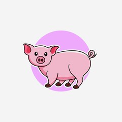 Illustration vector graphic of a pig. Pig minimalist style isolated on a white background. Cute animal illustration.