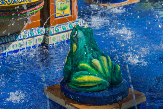 Pescaito Fountain in Plaza de Espana, main square of Vejer de la Frontera. Cadiz, Andalusia, Spain