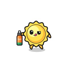 cute sun holding mosquito repellent