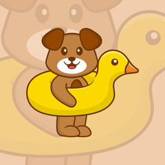 Cute dog cartoon character vector illustration.