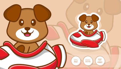 Hand drawn illustration of Cute dog. Cartoon character concept - Stickers